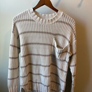 American Eagle Outfitters Women's Striped Sweater - Cream and Brown